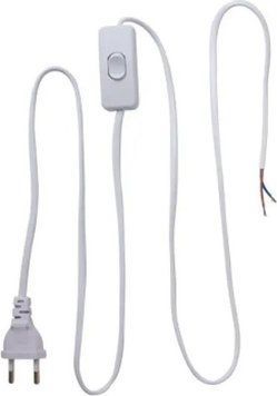 Шнур с вилкой и выключателем e.wire.switch/plug.white, белый, 2x0.75, 1,5м. 302798 фото