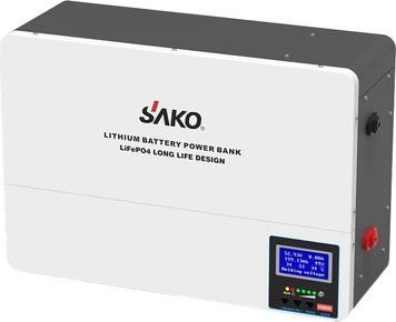 Аккумуляторна батарея литий-зализо-фосфатна 100Аг 51.2В 5120Втг Sako SK-51.2V100Ah Li-Wall series LiFePo4 настинний монтаж 42-00156 фото