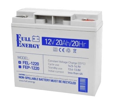 Full Energy FEL-1220 Аккумулятор гелевой 12В 20 А•ч для ИБП 27144 фото
