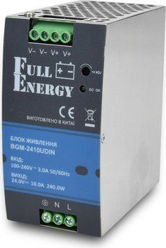 Блок питания Full Energy BGM-2410UDIN 24 В / 10 А для крепления на DIN рейку. 290794 фото