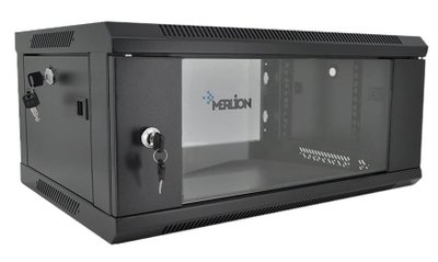 Merlion 4U, 600*450*279 Шкаф закаленное стекло, черный, сталь 1,2мм с замком 29623 фото