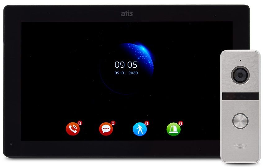 Комплект видеодомофона ATIS AD-1070FHD/T Black с поддержкой Tuya Smart + AT-400FHD Silver 1125920 фото