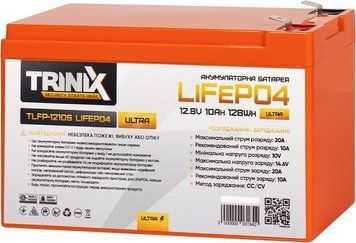 Аккумуляторна батарея литий-зализо-фосфатна 12.8В 10А*год Trinix TLFP-1210S Ultra LiFePO4 (Orange) 44-00090 фото