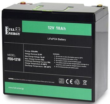Акумулятор LiFePO4 (літій залізо фосфатний) 12В 18Ач Full Energy FEG-1218 99-00019699 фото