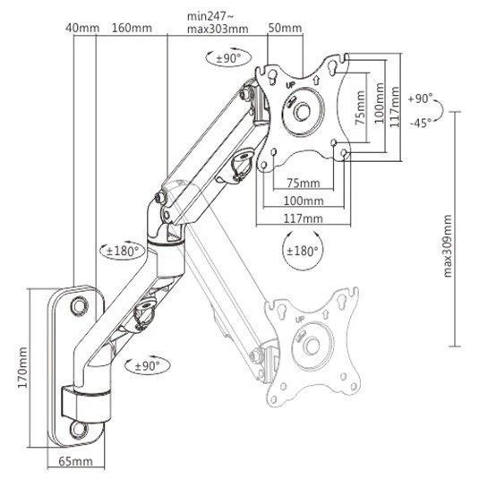Кронштейн для монитора Gembird MA-WA1-02 17-27" 7 кг 99-00022257 фото