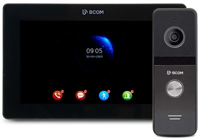 Комплект відеодомофона BCOM BD-770FHD/T Black Kit: відеодомофон 7" з детектором руху і підтримкою Tuya Smart і відеопанель 240557 фото