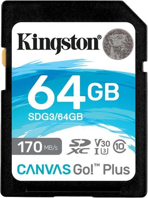 Модуль флэш-памяти Kingston 64GB SDXC Canvas Go Plus 170R C10 UHS-I U3 V30 99-00017983 фото