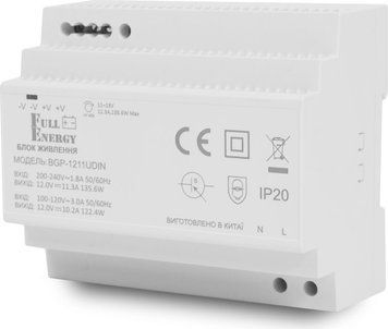 Блок питания Full Energy BGP-1211UDIN 12 В / 11.3 А (10.2 А) для крепления на DIN рейку. 290786 фото
