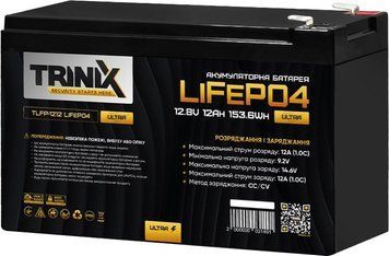 Аккумуляторна батарея литий-зализо-фосфатна 12.8В 12А*год Trinix TLFP-1212 Ultra LiFePO4 (Black) 44-00082 фото