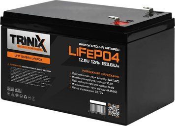 Акумуляторна батарея літій-залізо-фосфатна 12.8В 12А*год Trinix LFP 12V12Ah LiFePO4 44-00002 фото