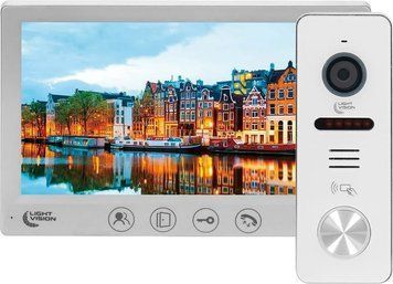 Комплект видеодомофона Light Vision: домофон 7" AMSTERDAM FHD White та видеопанель 2Mp White 82-00206-82-00242 фото