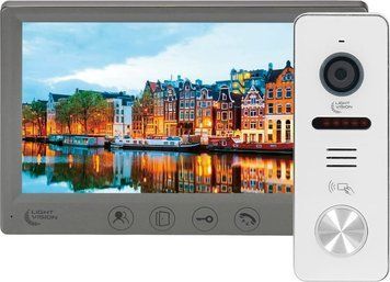 Комплект видеодомофона Light Vision: видеодомофон 7" AMSTERDAM FHD Grey та видеопанель 2Mp White 82-00237-82-00242 фото