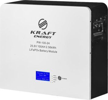 Аккумуляторна батарея литий-зализо-фосфатна 25.6В 100А*год 2560Вт*год Kraft PW-100-24 LiFePO4 настинний монтаж 42-00167 фото