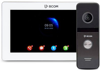 Комплект відеодомофону BCOM BD-770FHD White Kit: відеодомофон 7" і відеопанель 242051 фото