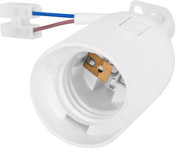 Патрон пластиковий підвісний e.lamp socket pendant.E27.pl.white, Е27, з кабелем 15 см і клемною колодкою, білий 302132 фото