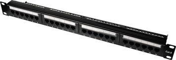 Патч-панель 24 порти NVC-PN-01/24 CAT5/CAT6 19" 1U неекранована, з заднім організатором кабелю 73-00144 фото
