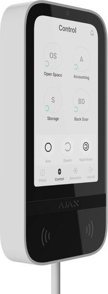 Ajax KeyPad TouchScreen Fibra white проводная сенсорная Клавіатура 99-00023882 фото