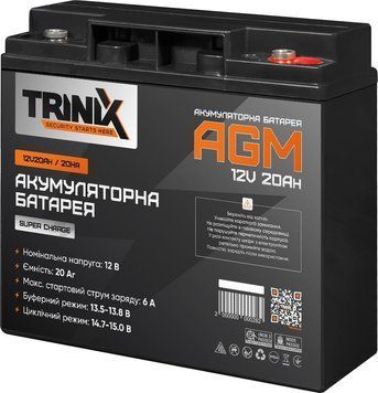 Акумуляторна батарея 12В 20Аг Trinix 12V20Ah/20Hr Super Charge AGM свинцево-кислотна 44-00049 фото