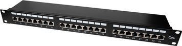 Патч-панель 24 порти NVC-PN-12/24 CAT5/CAT6 19" 1U екранована 73-00145 фото