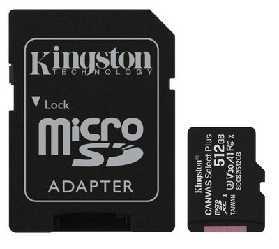 Kingston 512GB micSDXC Canvas Select Plus 100R A1 C10 Card + ADP Модуль флеш-пам'яті 29390 фото