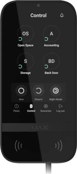 Ajax KeyPad TouchScreen Fibra black проводная сенсорная Клавіатура 99-00024005 фото