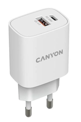 Canyon H-08 white (QC18W/PD 20W) Сетевое зарядное устройство 28902 фото