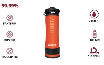 LifeSaver Liberty Orange Портативна пляшка для очищення води 29987 фото