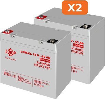 Комплект из двух аккумуляторных гелевых батарей для ИБП 12V 90Ah (45Ah + 45Ah) 1080Wh 23197 фото