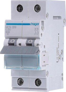Автоматический выключатель Hager MCN220 2P 6 кА C-20A 2M 290324 фото