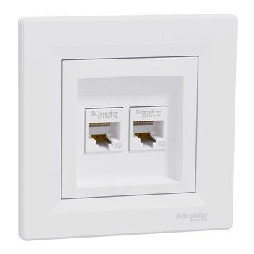 Schneider Electric Asfora EPH4400121 RJ45 5e Розетка компьютерная двойная белая 99-00012746 фото